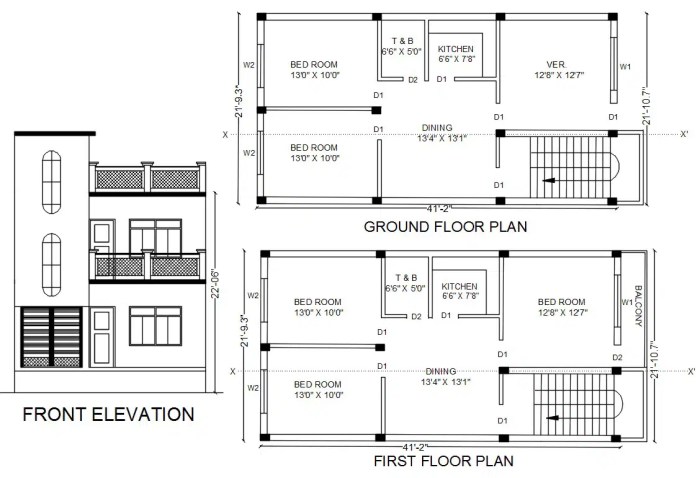 Desain rumah lantai 2 auto cad